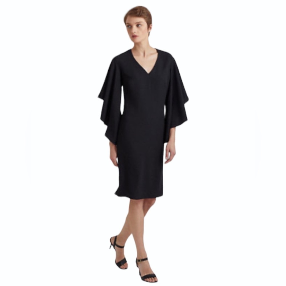 NWT LAUREN Ralph Lauren Ruffle-Sleeve Cocktail Dress women navy Size 4